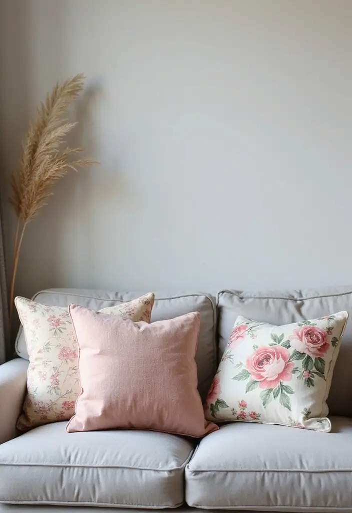 30+ Best Pillows for a Light Grey Couch: Neutral Yet Stylish 29 30+ Best Pillows for a Light Grey Couch: Neutral Yet Stylish - 29. Vintage Floral