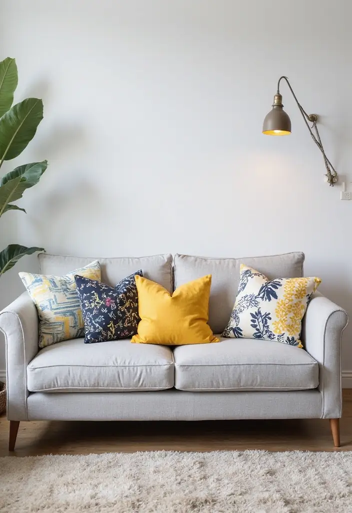30+ Best Pillows for a Light Grey Couch: Neutral Yet Stylish 9 30+ Best Pillows for a Light Grey Couch: Neutral Yet Stylish - 9. Bold Graphic Prints