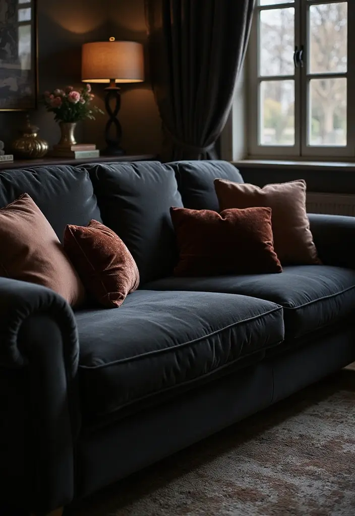 30 Black Couch with Pillows Combinations That Feel Modern 10 30 Black Couch with Pillows Combinations That Feel Modern - 10. Luxe Textures