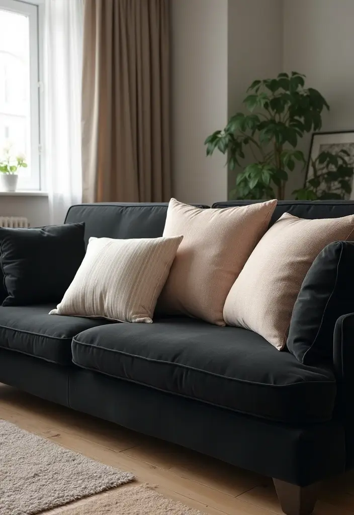 30 Black Couch with Pillows Combinations That Feel Modern 26 30 Black Couch with Pillows Combinations That Feel Modern - 26. Functional Designs