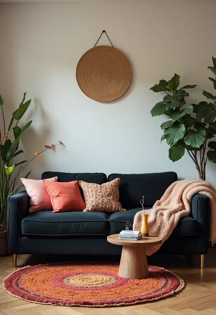 30 Black Couch with Pillows Combinations That Feel Modern 28 30 Black Couch with Pillows Combinations That Feel Modern - 28. Creative Accessories