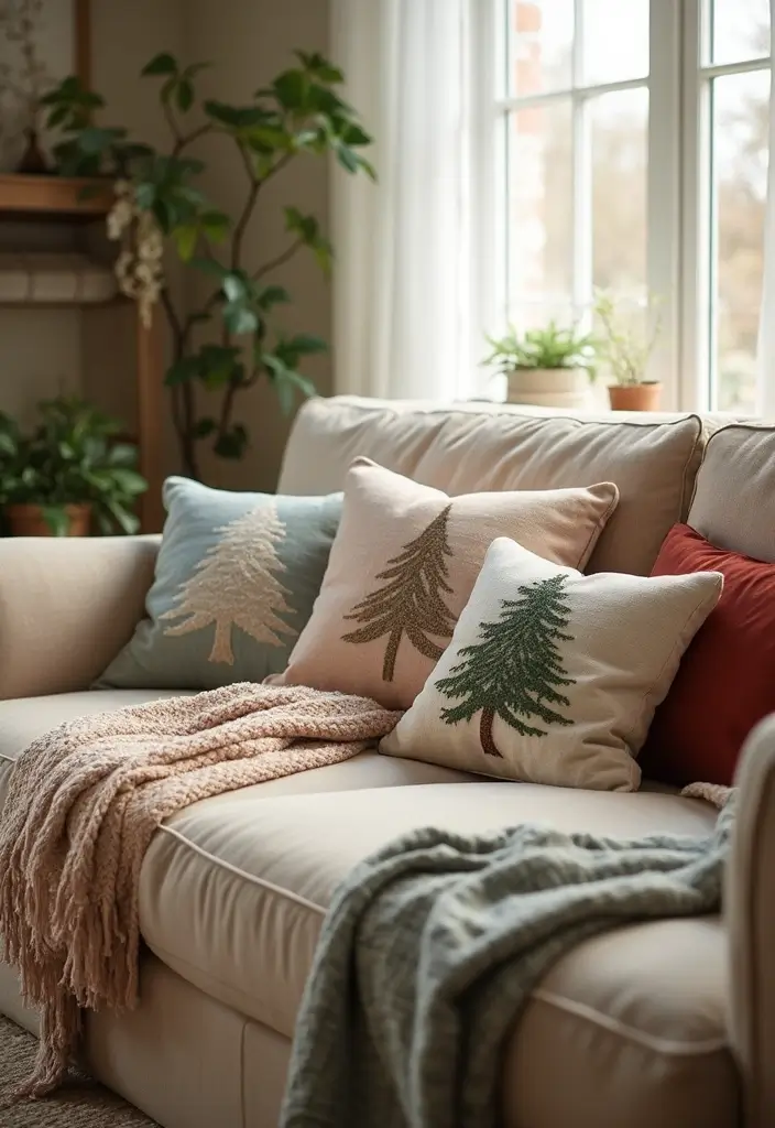 30+ Christmas Pillows on Couches That Feel Warm and Joyful 24 30+ Christmas Pillows on Couches That Feel Warm and Joyful - 24. Eco-Friendly Pillow Choices