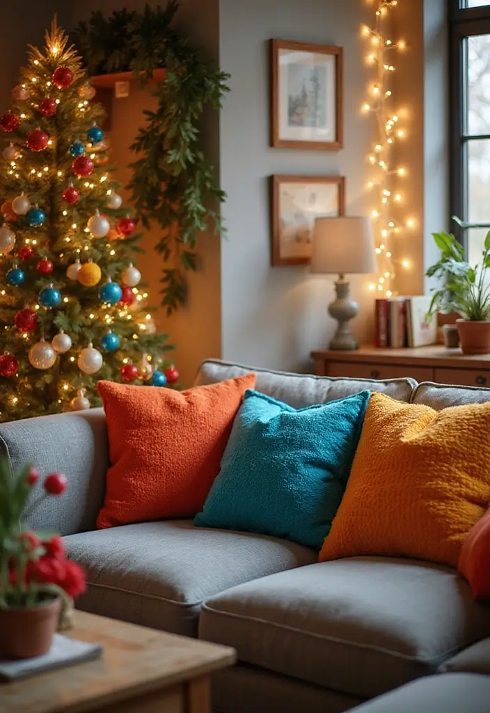 30+ Christmas Throw Pillows for Couches: Festive and Cozy Ideas 14 30+ Christmas Throw Pillows for Couches: Festive and Cozy Ideas - 14. Bright and Bold Colors