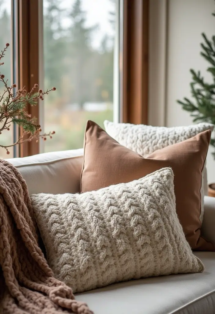 30+ Christmas Throw Pillows for Couches: Festive and Cozy Ideas 16 30+ Christmas Throw Pillows for Couches: Festive and Cozy Ideas - 16. Classic Cable Knit