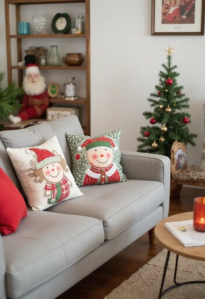 30+ Christmas Throw Pillows for Couches: Festive and Cozy Ideas 19 30+ Christmas Throw Pillows for Couches: Festive and Cozy Ideas - 19. Fun Holiday Characters