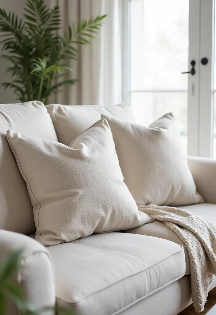 30+ Christmas Throw Pillows for Couches: Festive and Cozy Ideas 23 30+ Christmas Throw Pillows for Couches: Festive and Cozy Ideas - 23. Soft Linen Comfort