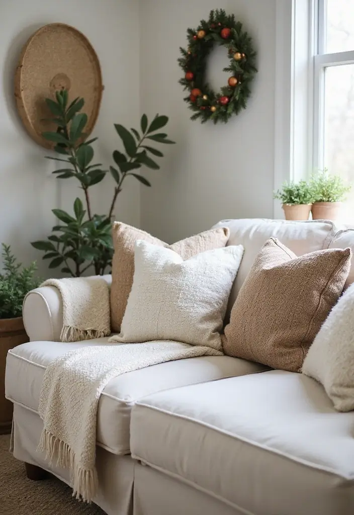 30+ Christmas Throw Pillows for Couches: Festive and Cozy Ideas 26 30+ Christmas Throw Pillows for Couches: Festive and Cozy Ideas - 26. Nature-Inspired Textures
