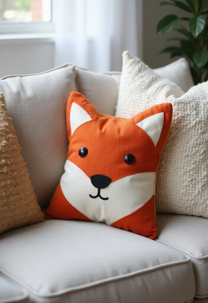 30 Cute Pillows for Couches That Add Personality to Any Room 1 30 Cute Pillows for Couches That Add Personality to Any Room - 1. Foxy Friend