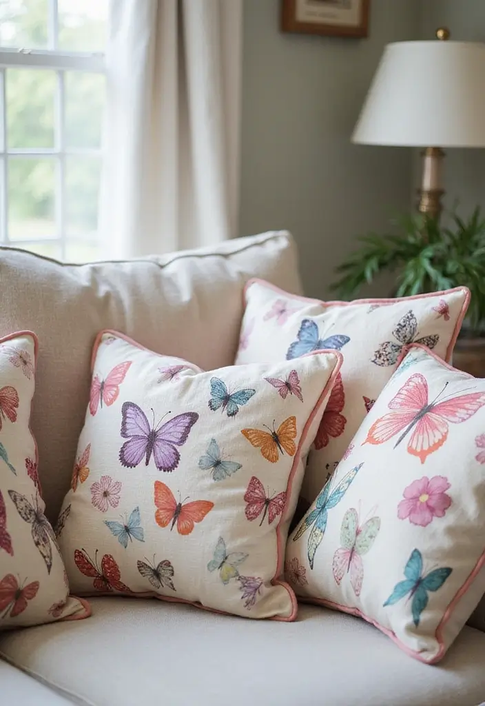 30 Cute Pillows for Couches That Add Personality to Any Room 15 30 Cute Pillows for Couches That Add Personality to Any Room - 15. Bubbly Butterfly Pillows