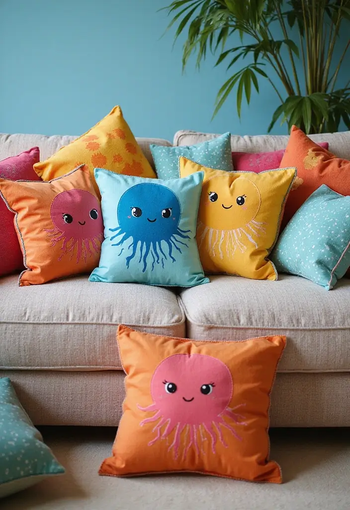 30 Cute Pillows for Couches That Add Personality to Any Room 16 30 Cute Pillows for Couches That Add Personality to Any Room - 16. Jolly Jellyfish Pillows