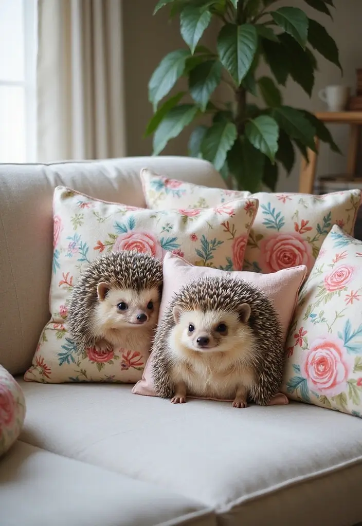 30 Cute Pillows for Couches That Add Personality to Any Room 17 30 Cute Pillows for Couches That Add Personality to Any Room - 17. Happy Hedgehog Pillows
