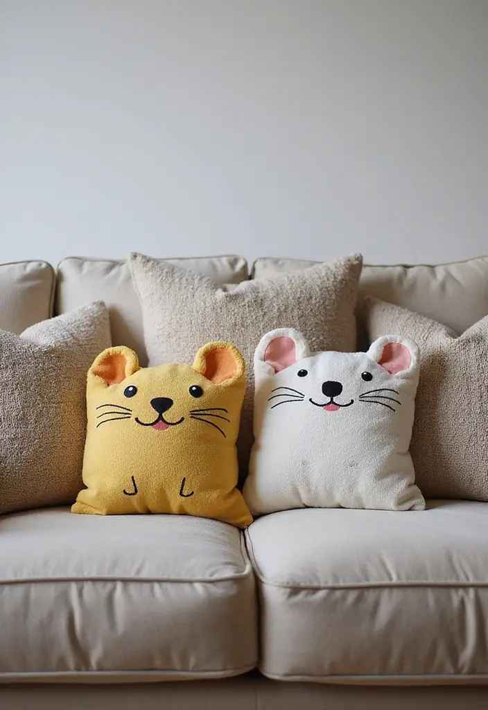 30 Cute Pillows for Couches That Add Personality to Any Room 19 30 Cute Pillows for Couches That Add Personality to Any Room - 19. Cheerful Chinchilla Pillows