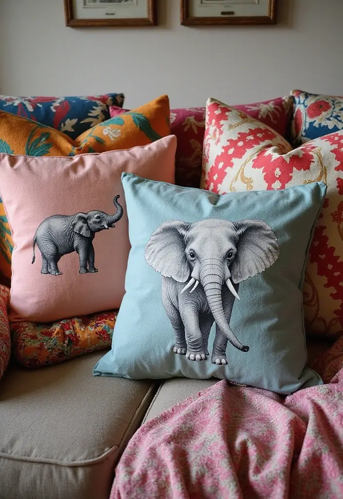 30 Cute Pillows for Couches That Add Personality to Any Room 21 30 Cute Pillows for Couches That Add Personality to Any Room - 21. Enchanting Elephant Pillows