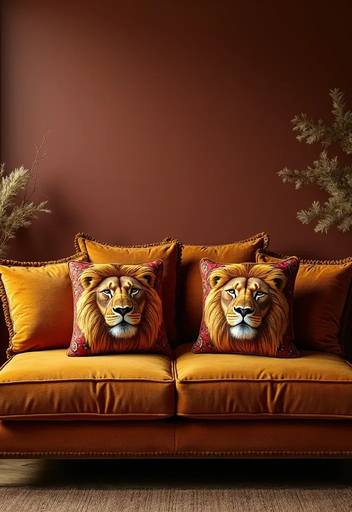30 Cute Pillows for Couches That Add Personality to Any Room 24 30 Cute Pillows for Couches That Add Personality to Any Room - 24. Lavish Lion Pillows