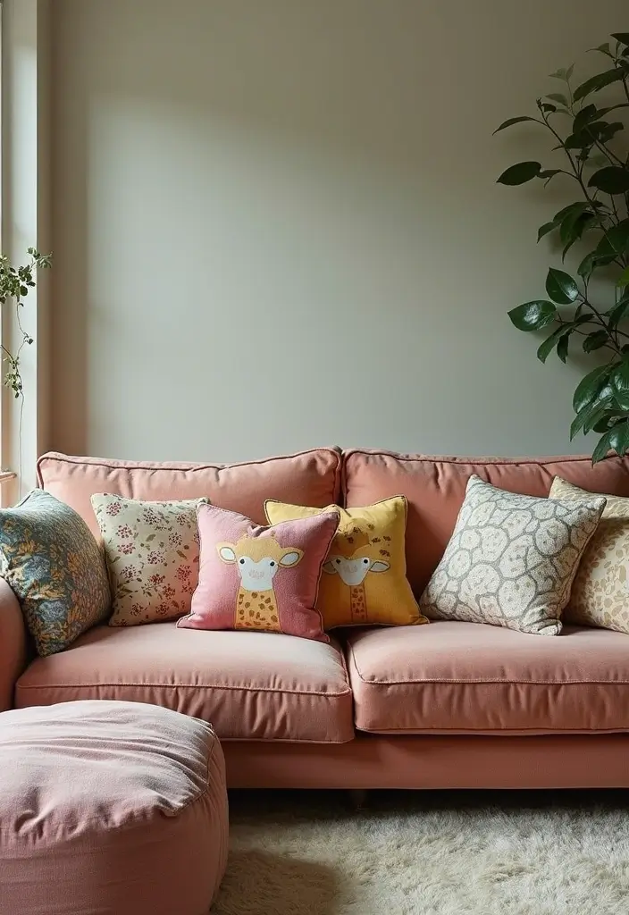 30 Cute Pillows for Couches That Add Personality to Any Room 26 30 Cute Pillows for Couches That Add Personality to Any Room - 26. Gentle Giraffe Pillows