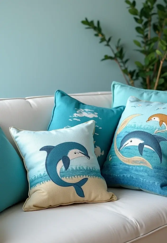 30 Cute Pillows for Couches That Add Personality to Any Room 27 30 Cute Pillows for Couches That Add Personality to Any Room - 27. Delightful Dolphin Pillows