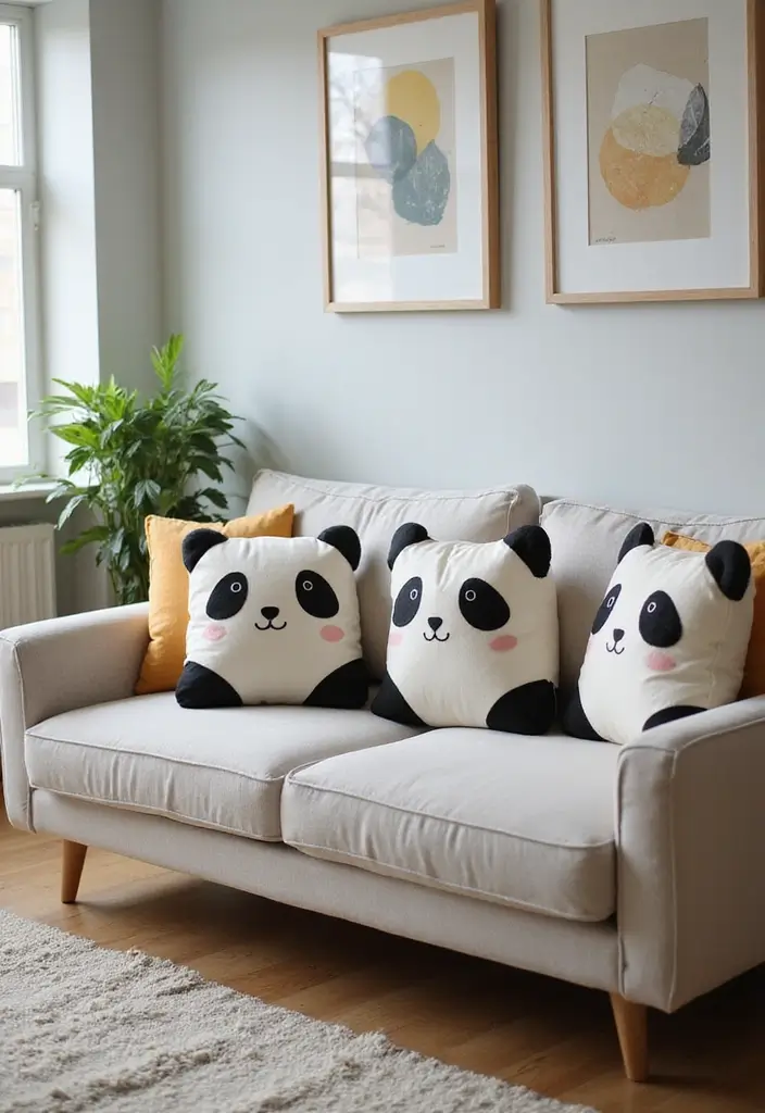 30 Cute Pillows for Couches That Add Personality to Any Room 3 30 Cute Pillows for Couches That Add Personality to Any Room - 3. Playful Panda Pillows