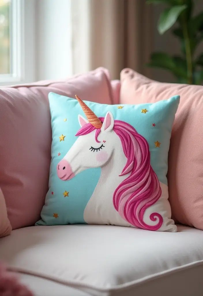 30 Cute Pillows for Couches That Add Personality to Any Room 4 30 Cute Pillows for Couches That Add Personality to Any Room - 4. Whimsical Unicorn Pillows