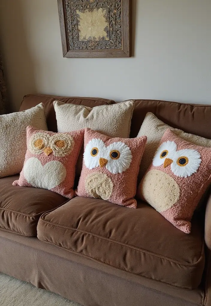 30 Cute Pillows for Couches That Add Personality to Any Room 5 30 Cute Pillows for Couches That Add Personality to Any Room - 5. Cheeky Owl Designs