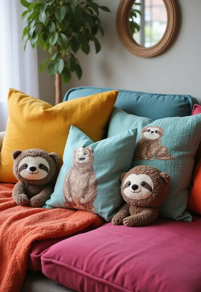 30 Cute Pillows for Couches That Add Personality to Any Room 6 30 Cute Pillows for Couches That Add Personality to Any Room - 6. Sweet Sloth Pillows