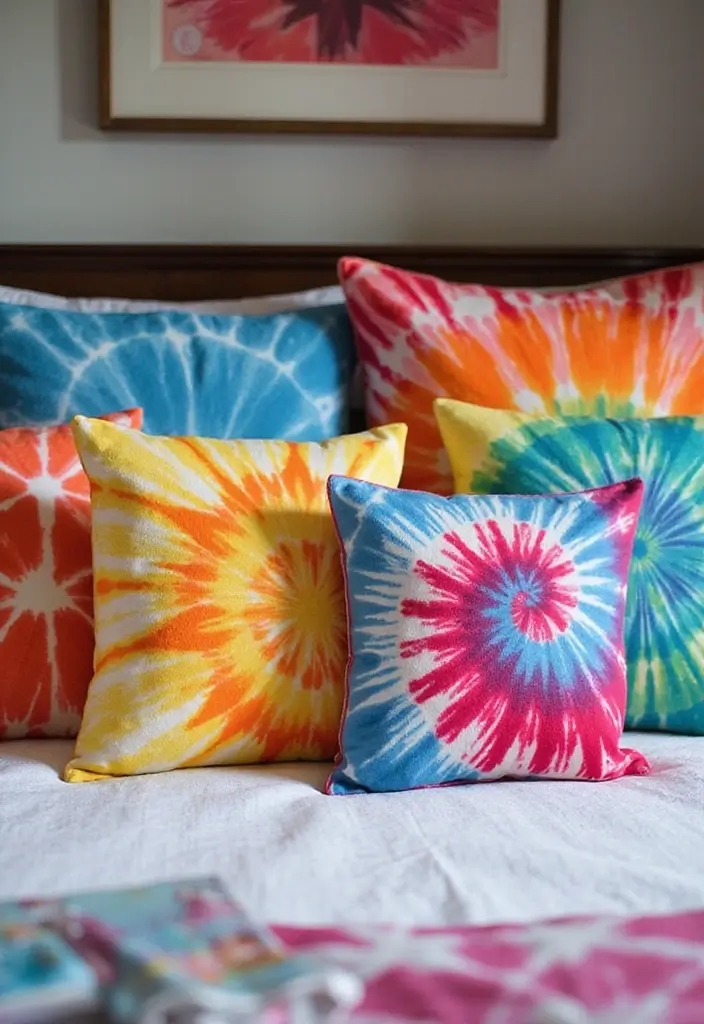 30 Decorative Bed Pillow Ideas That Make Any Bedroom Feel Luxe 13 30 Decorative Bed Pillow Ideas That Make Any Bedroom Feel Luxe - 13. Artistic Tie-Dye Effects