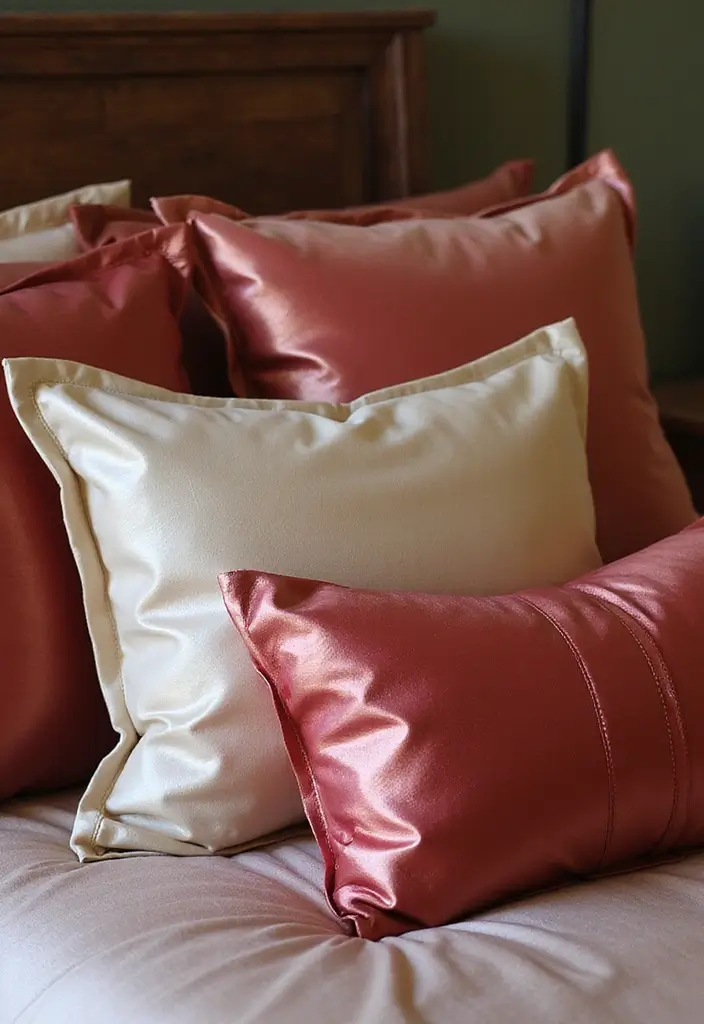 30 Decorative Bed Pillow Ideas That Make Any Bedroom Feel Luxe 24 30 Decorative Bed Pillow Ideas That Make Any Bedroom Feel Luxe - 24. Glossy Satin Finish