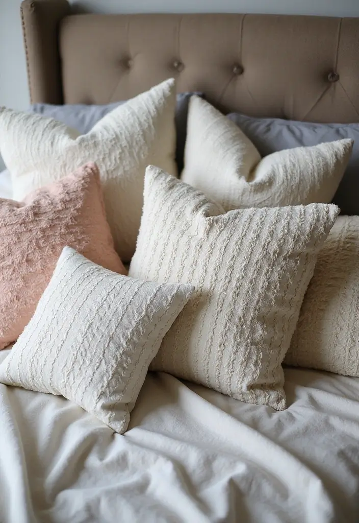 30 Decorative Bed Pillow Ideas That Make Any Bedroom Feel Luxe 29 30 Decorative Bed Pillow Ideas That Make Any Bedroom Feel Luxe - 29. Unique 3D Textures