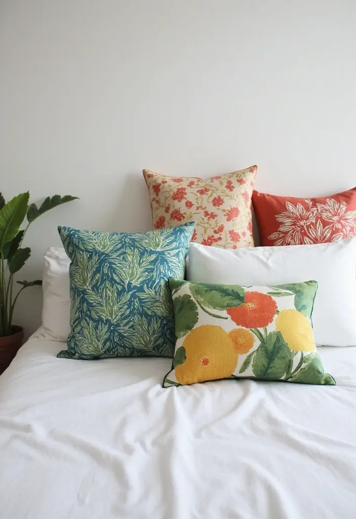 30 Decorative Bed Pillow Ideas That Make Any Bedroom Feel Luxe 3 30 Decorative Bed Pillow Ideas That Make Any Bedroom Feel Luxe - 3. Patterned Eco-Printed Pillows