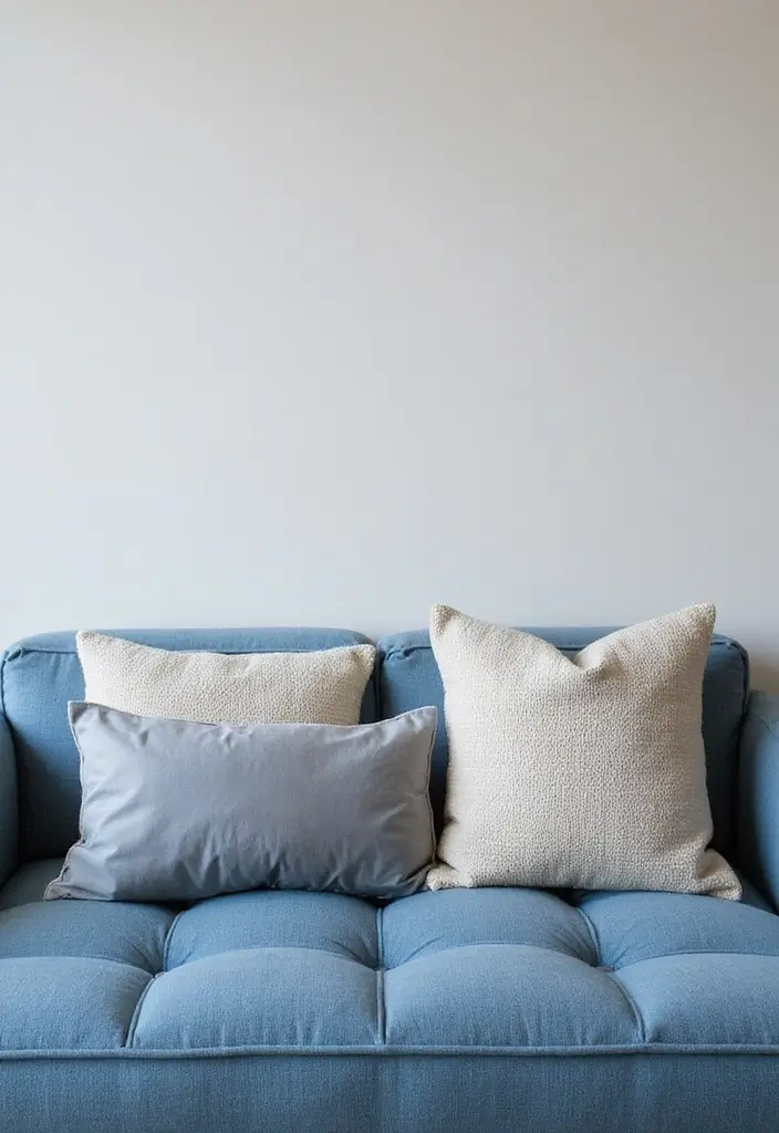 30 Decorative Pillows for a Blue Couch That Tie the Room Together 13 30 Decorative Pillows for a Blue Couch That Tie the Room Together - 13. Minimalist Designs