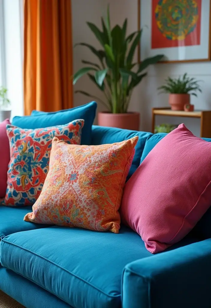 30 Decorative Pillows for a Blue Couch That Tie the Room Together 15 30 Decorative Pillows for a Blue Couch That Tie the Room Together - 15. Statement Pillows