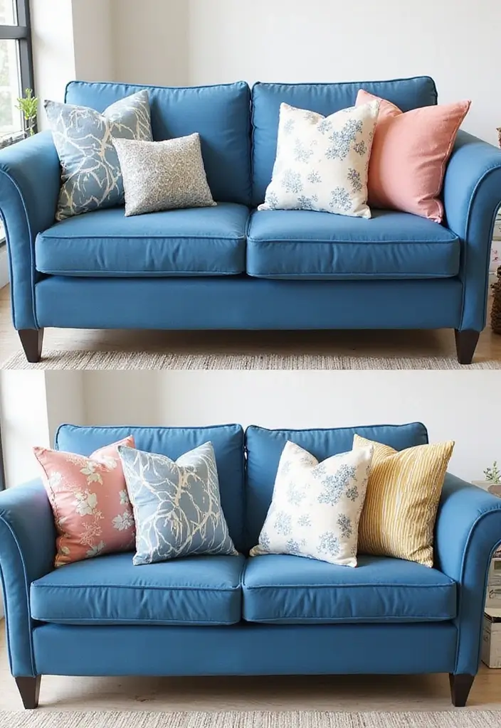 30 Decorative Pillows for a Blue Couch That Tie the Room Together 21 30 Decorative Pillows for a Blue Couch That Tie the Room Together - 21. Reversible Pillows