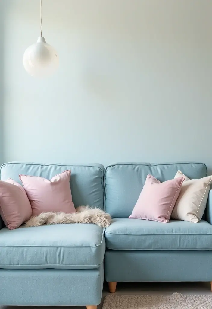 30 Decorative Pillows for a Blue Couch That Tie the Room Together 7 30 Decorative Pillows for a Blue Couch That Tie the Room Together - 7. Soft Pastels