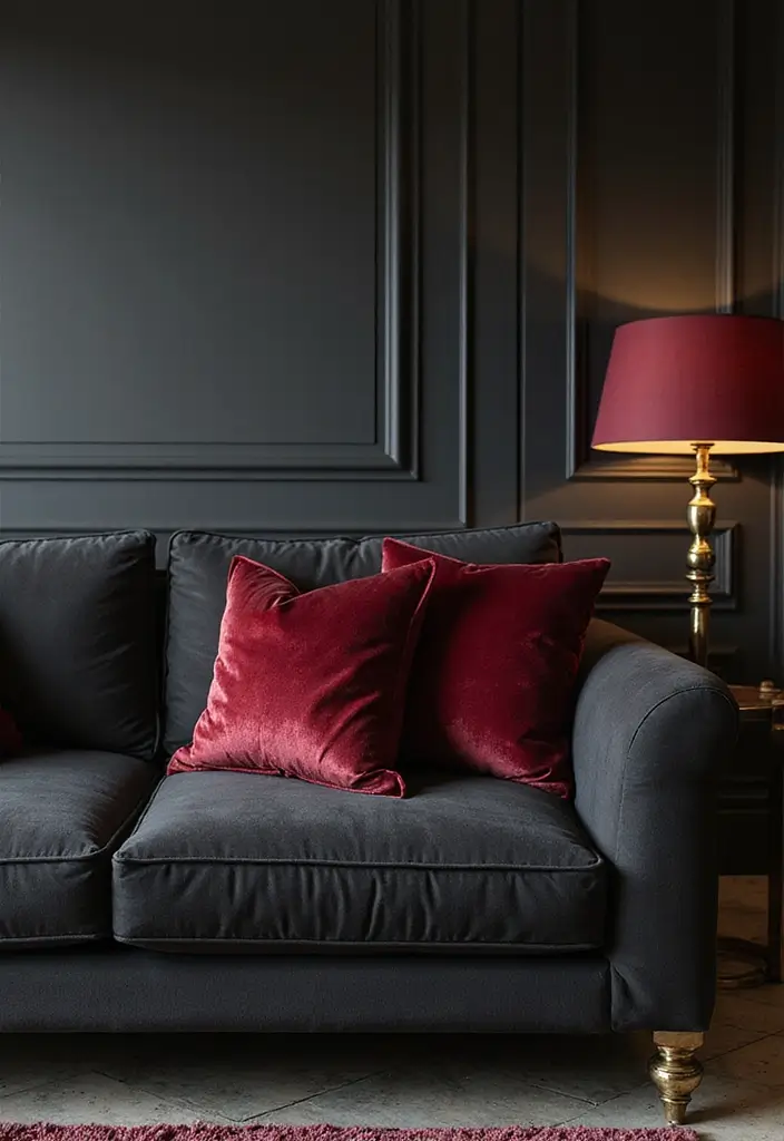 30+ Perfect Pillows for a Dark Grey Couch: Modern and Chic 12 30+ Perfect Pillows for a Dark Grey Couch: Modern and Chic - 12. Textured Velvet Touch