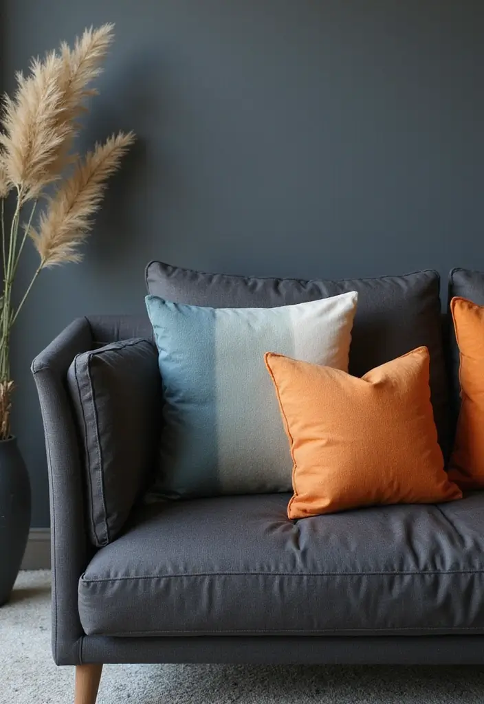 30+ Perfect Pillows for a Dark Grey Couch: Modern and Chic 17 30+ Perfect Pillows for a Dark Grey Couch: Modern and Chic - 17. Subtle Ombre Effects