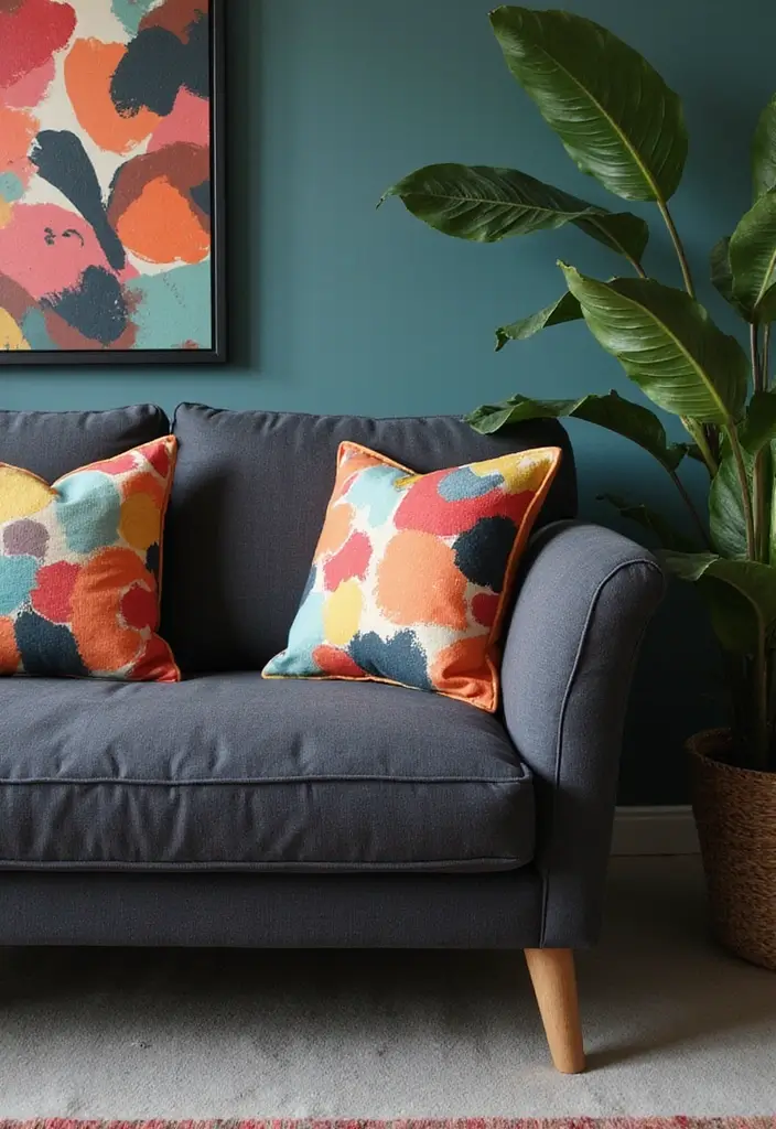 30+ Perfect Pillows for a Dark Grey Couch: Modern and Chic 19 30+ Perfect Pillows for a Dark Grey Couch: Modern and Chic - 19. Artistic Abstract Designs
