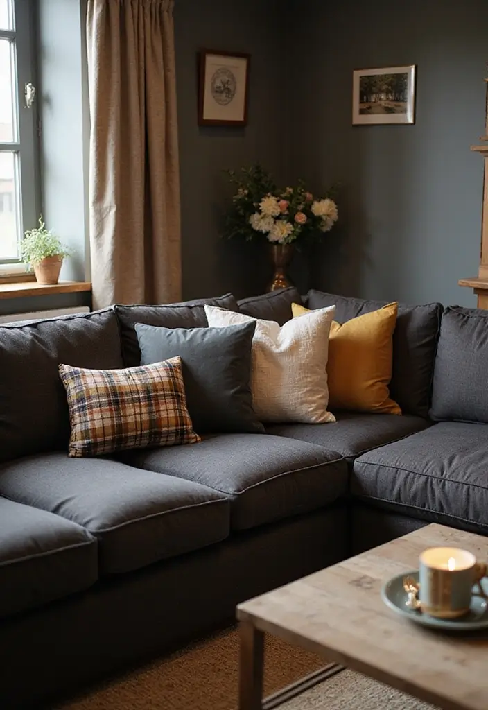 30+ Perfect Pillows for a Dark Grey Couch: Modern and Chic 20 30+ Perfect Pillows for a Dark Grey Couch: Modern and Chic - 20. Classic Checks and Plaids
