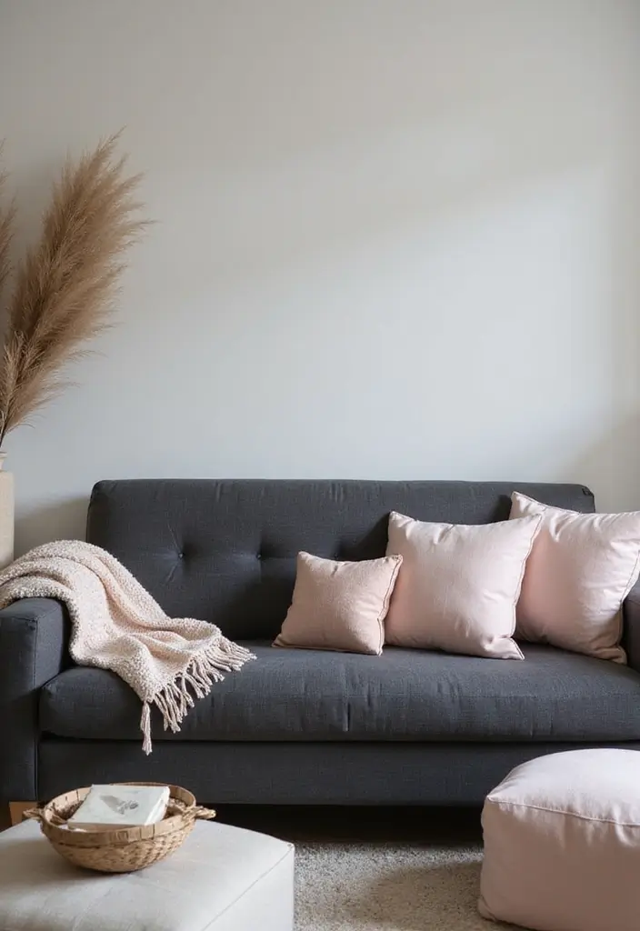 30+ Perfect Pillows for a Dark Grey Couch: Modern and Chic 21 30+ Perfect Pillows for a Dark Grey Couch: Modern and Chic - 21. Soft Pastels for a Calming Vibe
