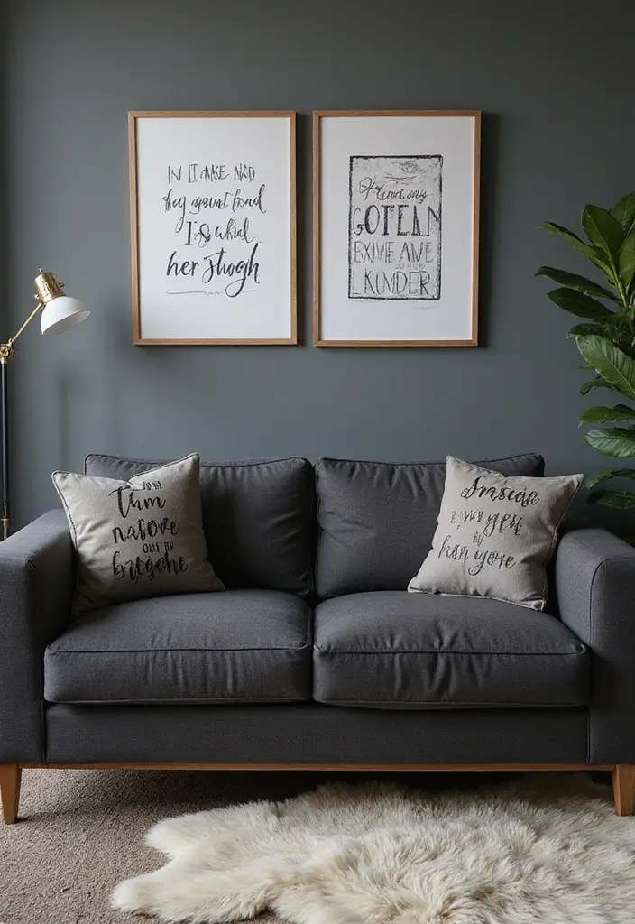 30+ Perfect Pillows for a Dark Grey Couch: Modern and Chic 25 30+ Perfect Pillows for a Dark Grey Couch: Modern and Chic - 25. Motivational Quotes and Typography