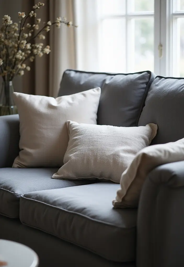 30+ Perfect Pillows for a Dark Grey Couch: Modern and Chic 27 30+ Perfect Pillows for a Dark Grey Couch: Modern and Chic - 27. Ethereal Sheer Fabrics