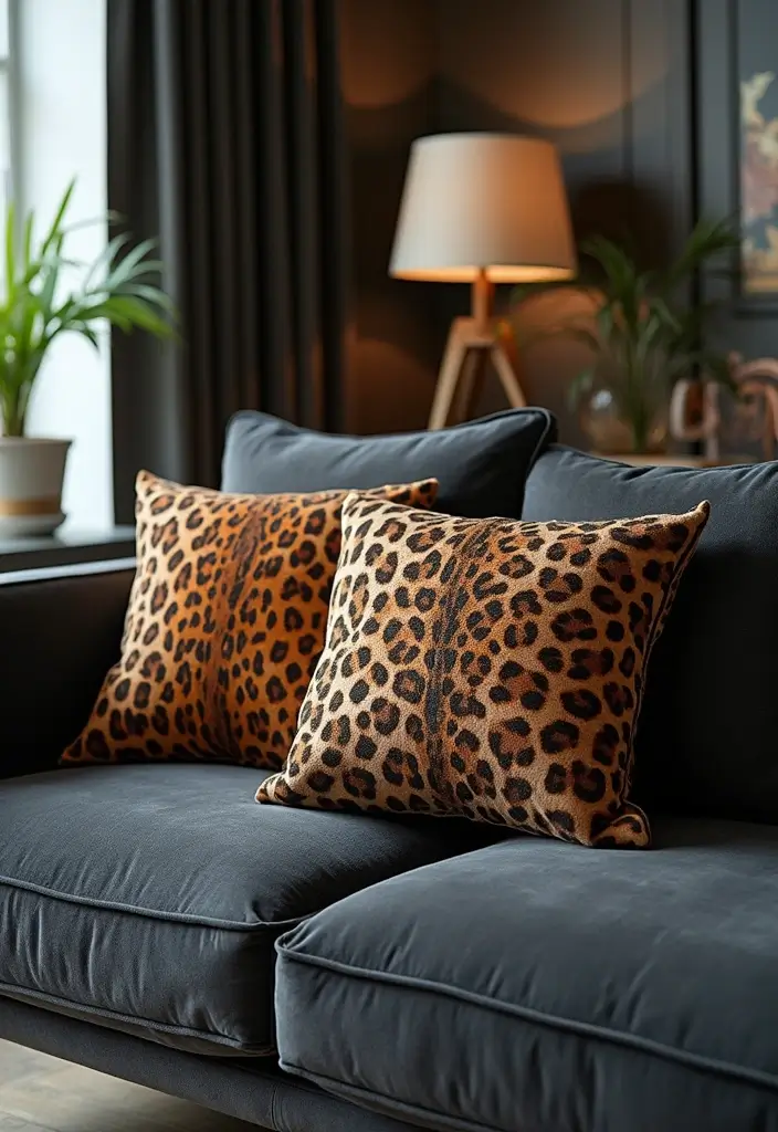 30+ Perfect Pillows for a Dark Grey Couch: Modern and Chic 30 30+ Perfect Pillows for a Dark Grey Couch: Modern and Chic - 30. Bold Animal Prints