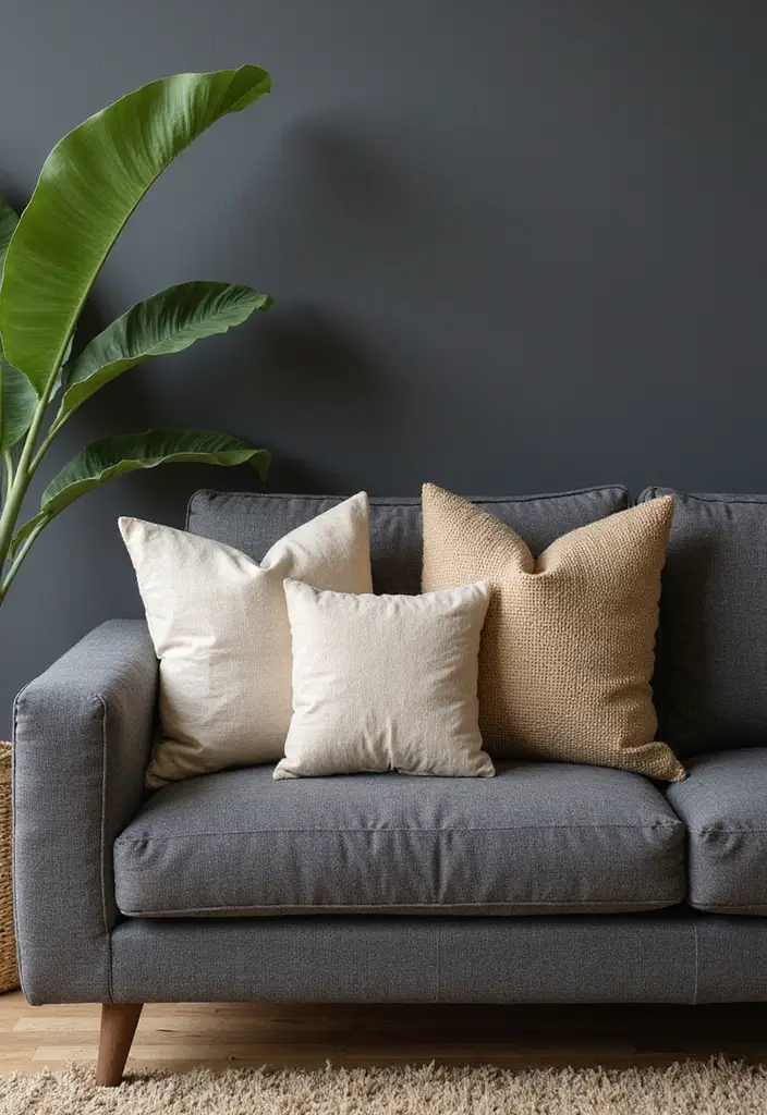 30+ Perfect Pillows for a Dark Grey Couch: Modern and Chic 9 30+ Perfect Pillows for a Dark Grey Couch: Modern and Chic - 9. Earthy Textiles and Weaves