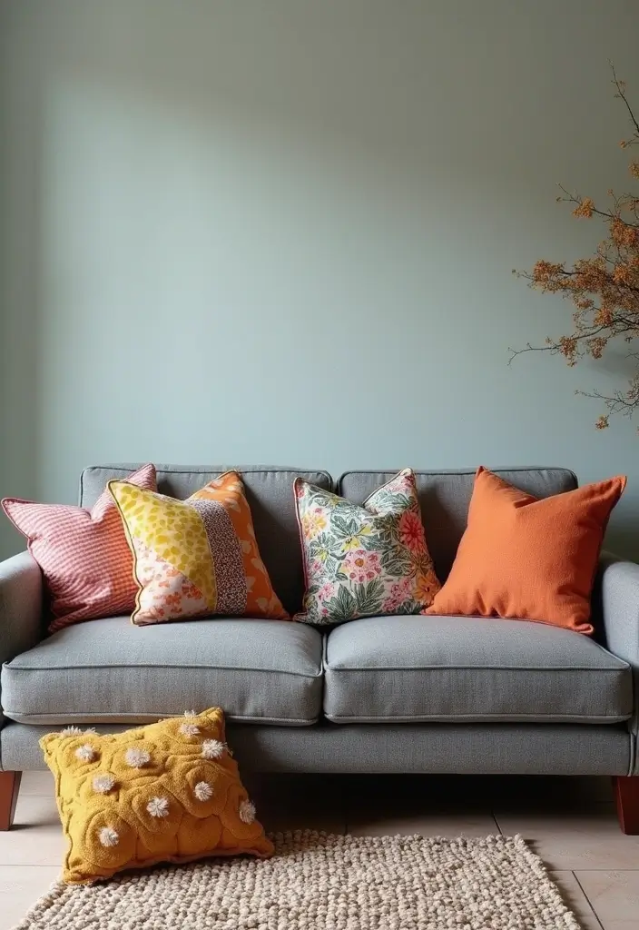 30+ Pillows for a Grey Couch That Add Depth and Character - 12. Patchwork Pillows