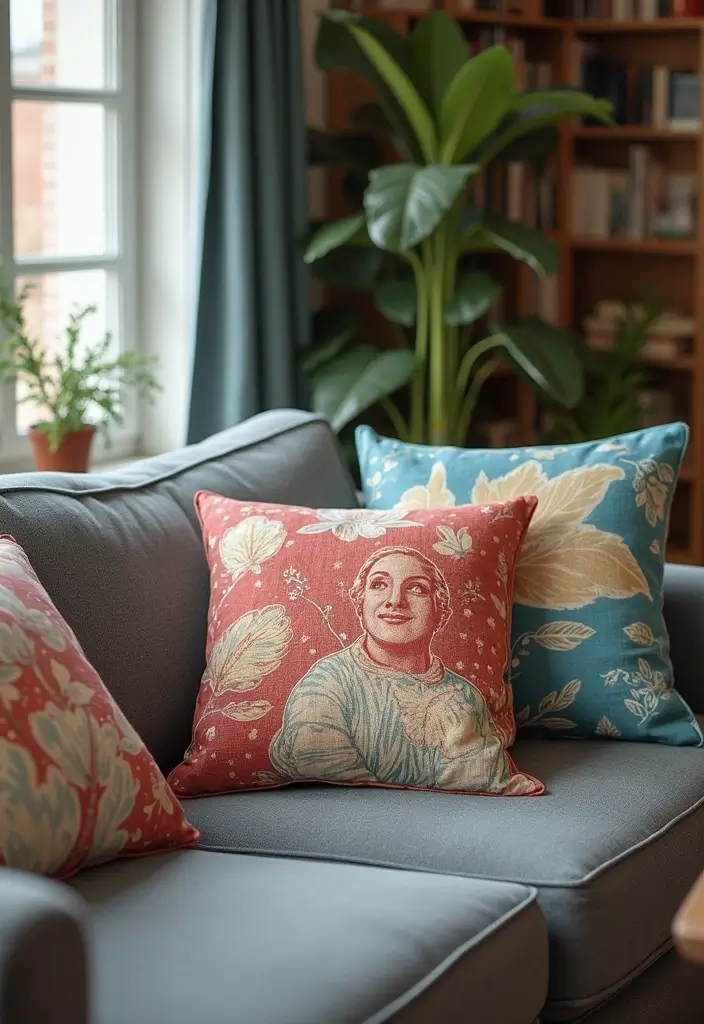 30+ Pillows for a Grey Couch That Add Depth and Character - 14. Vintage Inspired Pillows