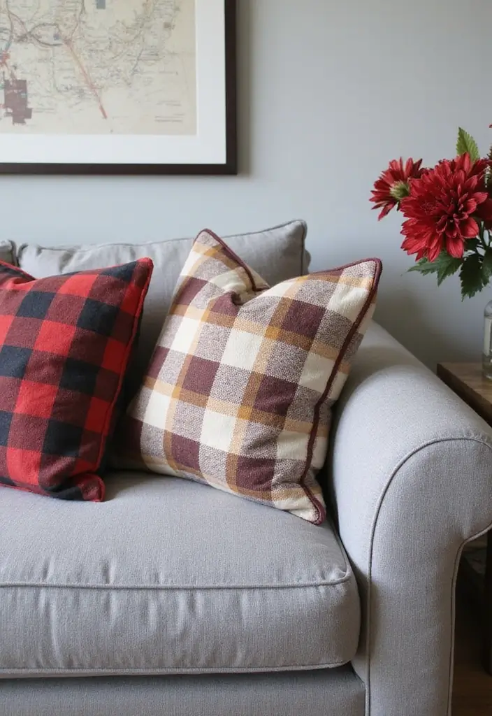 30+ Pillows for a Grey Couch That Add Depth and Character - 16. Plaid and Checks Pillows