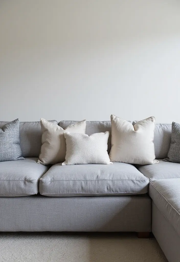 30+ Pillows for a Grey Couch That Add Depth and Character - 28. Layered Pillow Arrangements
