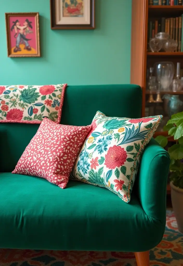 30 Pillows for an Emerald Green Couch That Make a Statement 10 30 Pillows for an Emerald Green Couch That Make a Statement - 10. Fun Quirky Designs