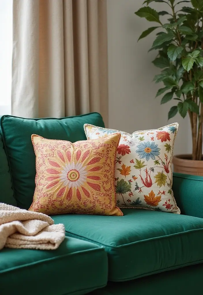 30 Pillows for an Emerald Green Couch That Make a Statement 14 30 Pillows for an Emerald Green Couch That Make a Statement - 14. Seasonal Themed Pillows