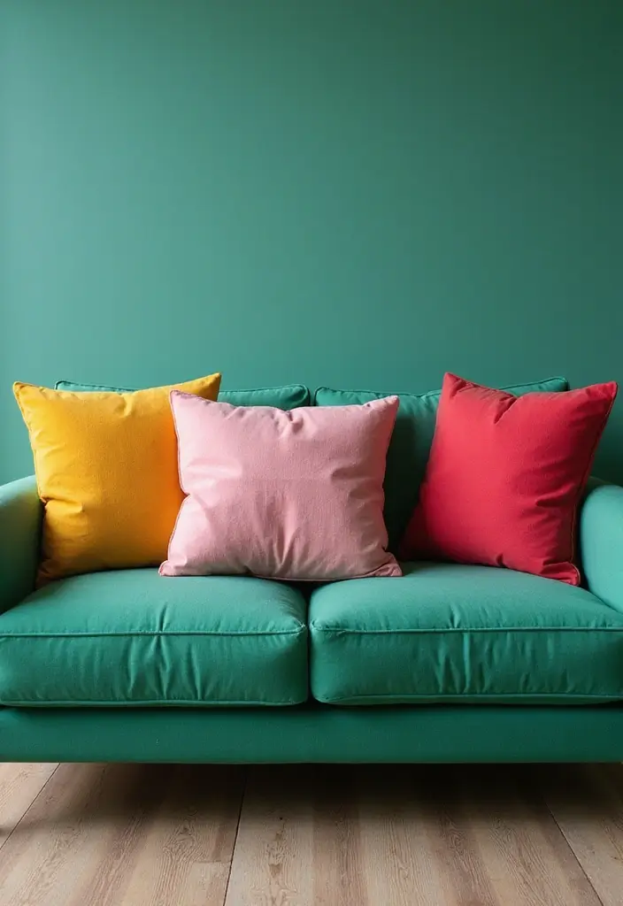 30 Pillows for an Emerald Green Couch That Make a Statement 19 30 Pillows for an Emerald Green Couch That Make a Statement - 19. Color-Blocked Pillows