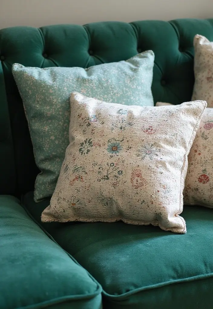 30 Pillows for an Emerald Green Couch That Make a Statement 22 30 Pillows for an Emerald Green Couch That Make a Statement - 22. Upcycled Materials