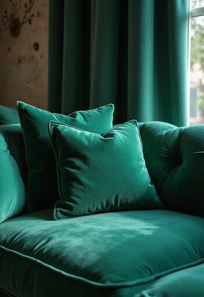 30 Pillows for an Emerald Green Couch That Make a Statement 3 30 Pillows for an Emerald Green Couch That Make a Statement - 3. Luxurious Velvet Textures